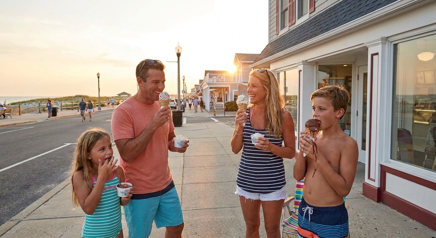 Enjoying ice cream after a fun day at Manasquan Beach, the perfect beach day ending